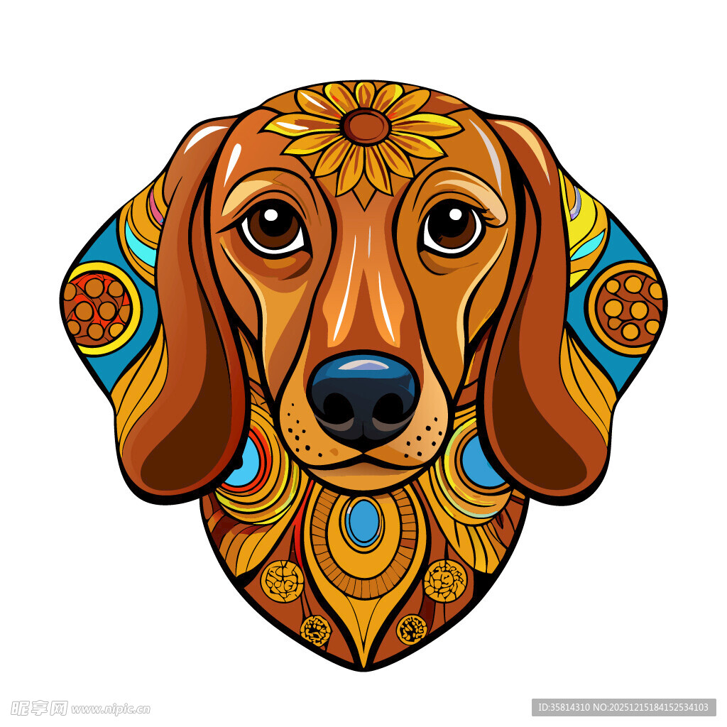 装饰风腊肠犬头像