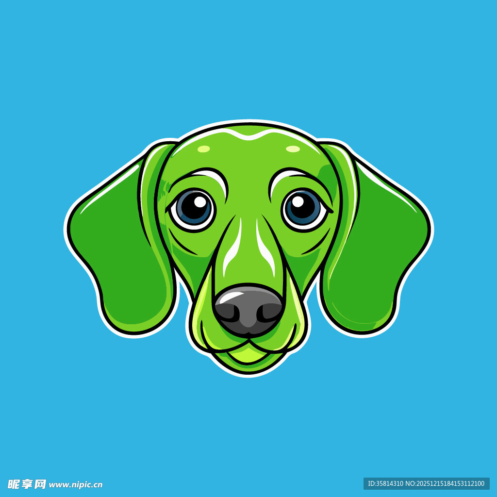 绿色腊肠犬卡通头像