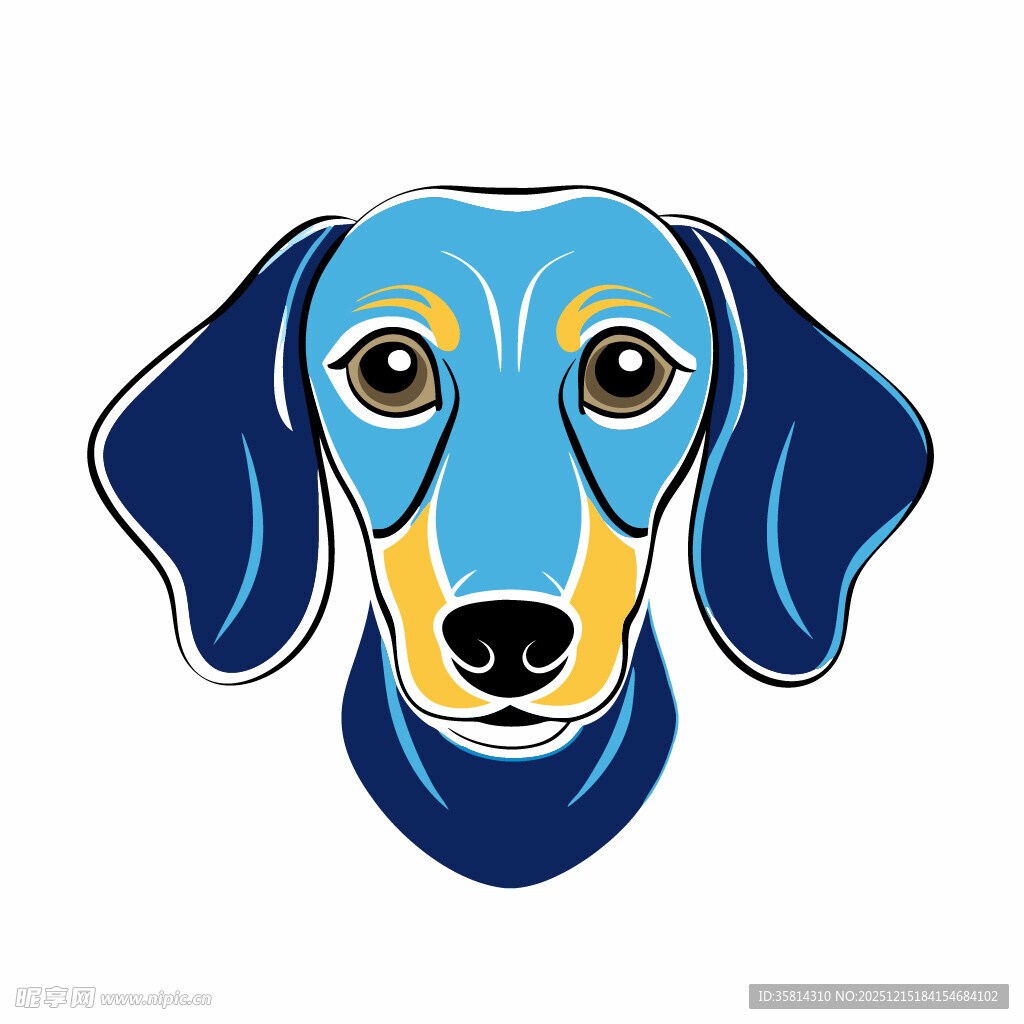 蓝色腊肠犬卡通头像