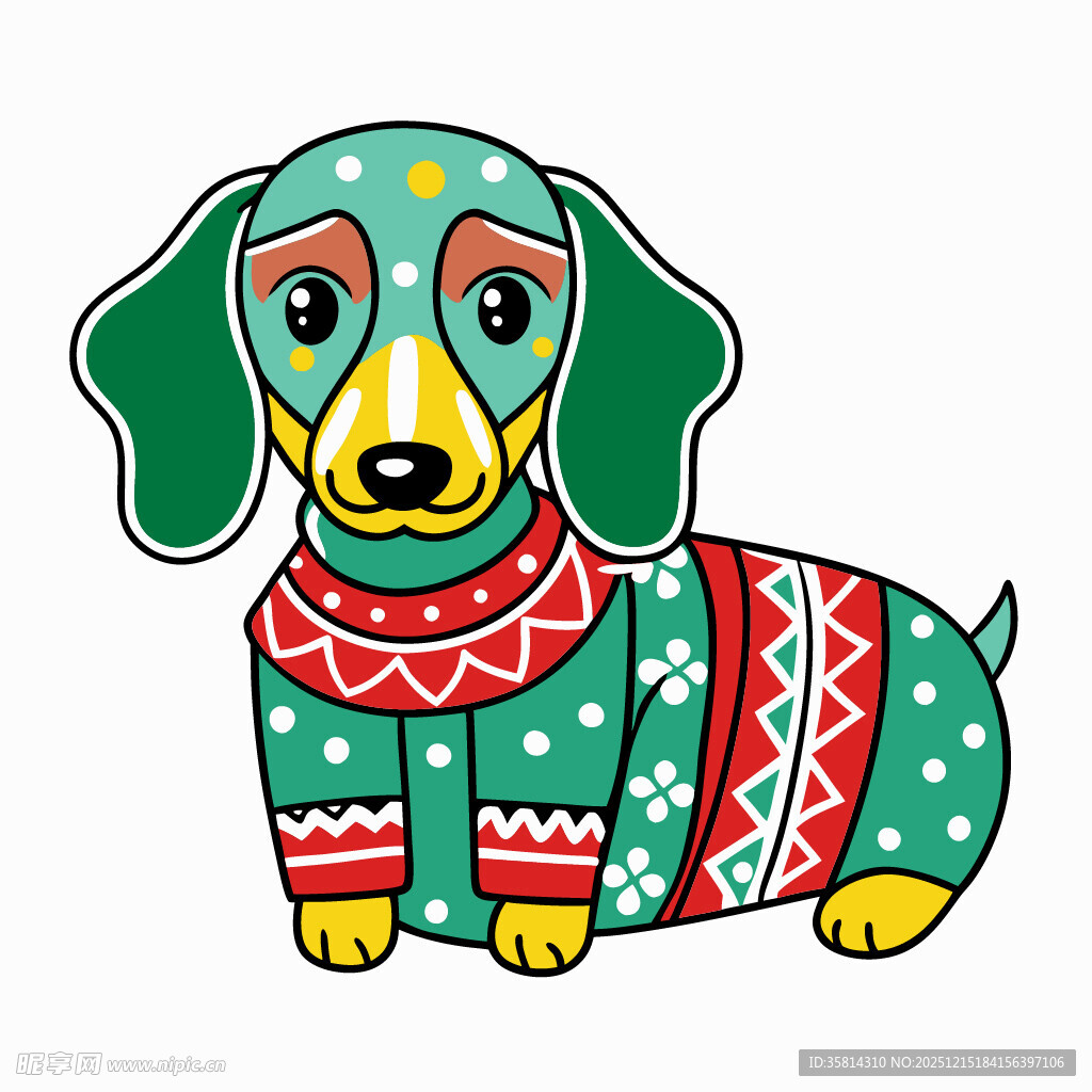 圣诞风腊肠犬卡通形象