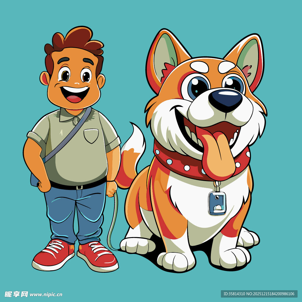 男孩与柯基的欢乐瞬间