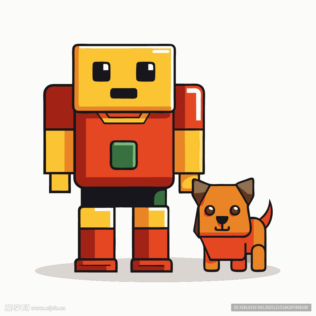 机器人与小狗的温馨画面