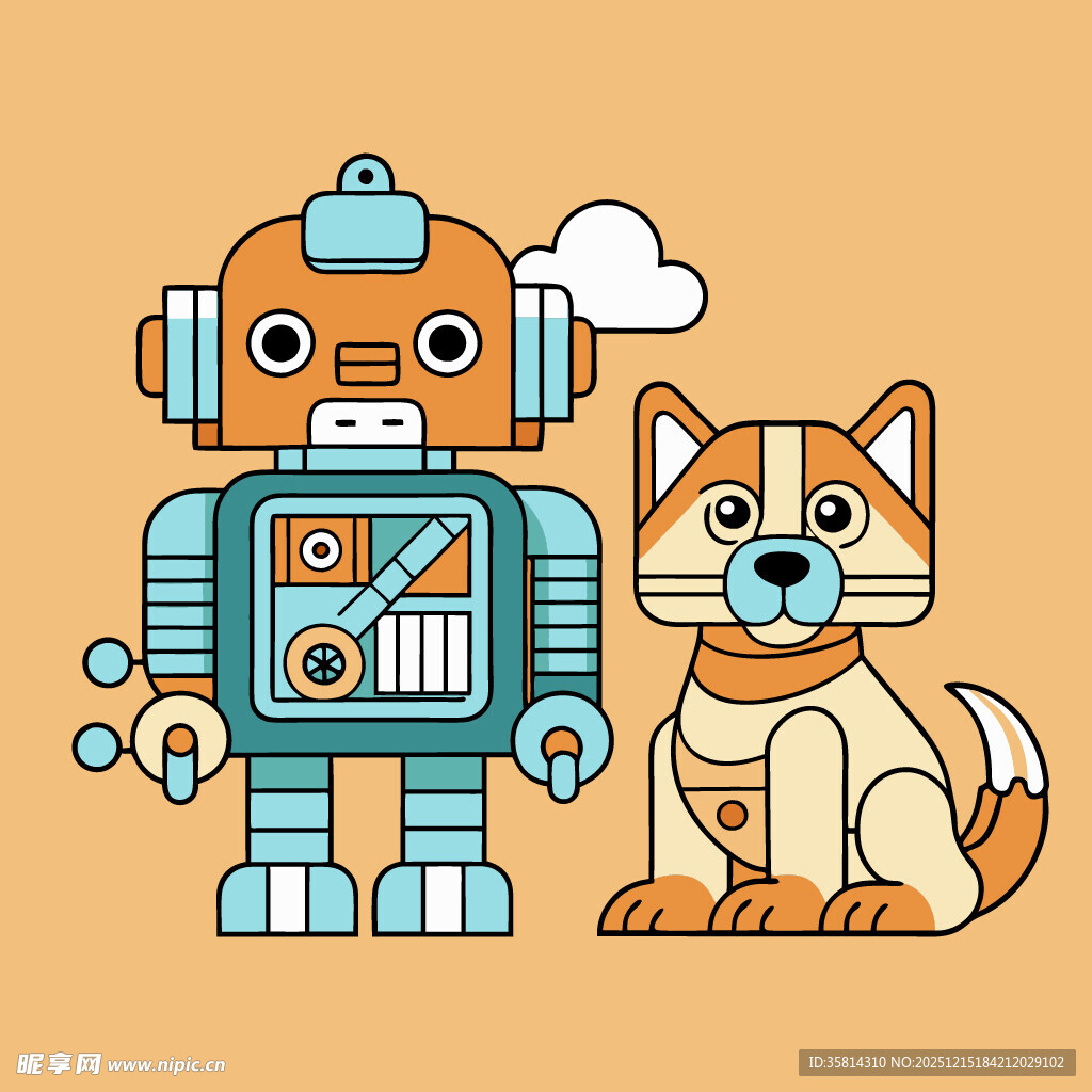 机器人与猫咪的可爱同框