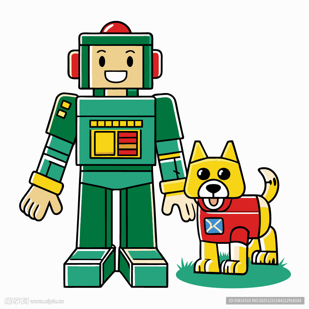 机器人与小狗卡通形象