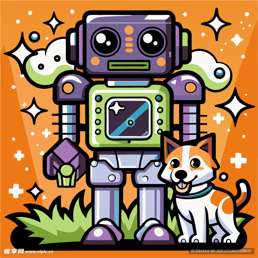 机器人与萌犬的欢乐时光