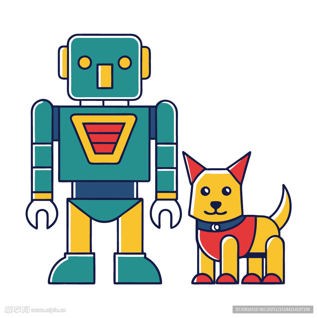 机器人与小狗的可爱组合