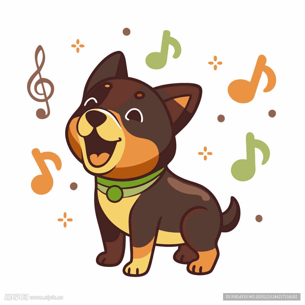 欢快小狗伴音乐符号