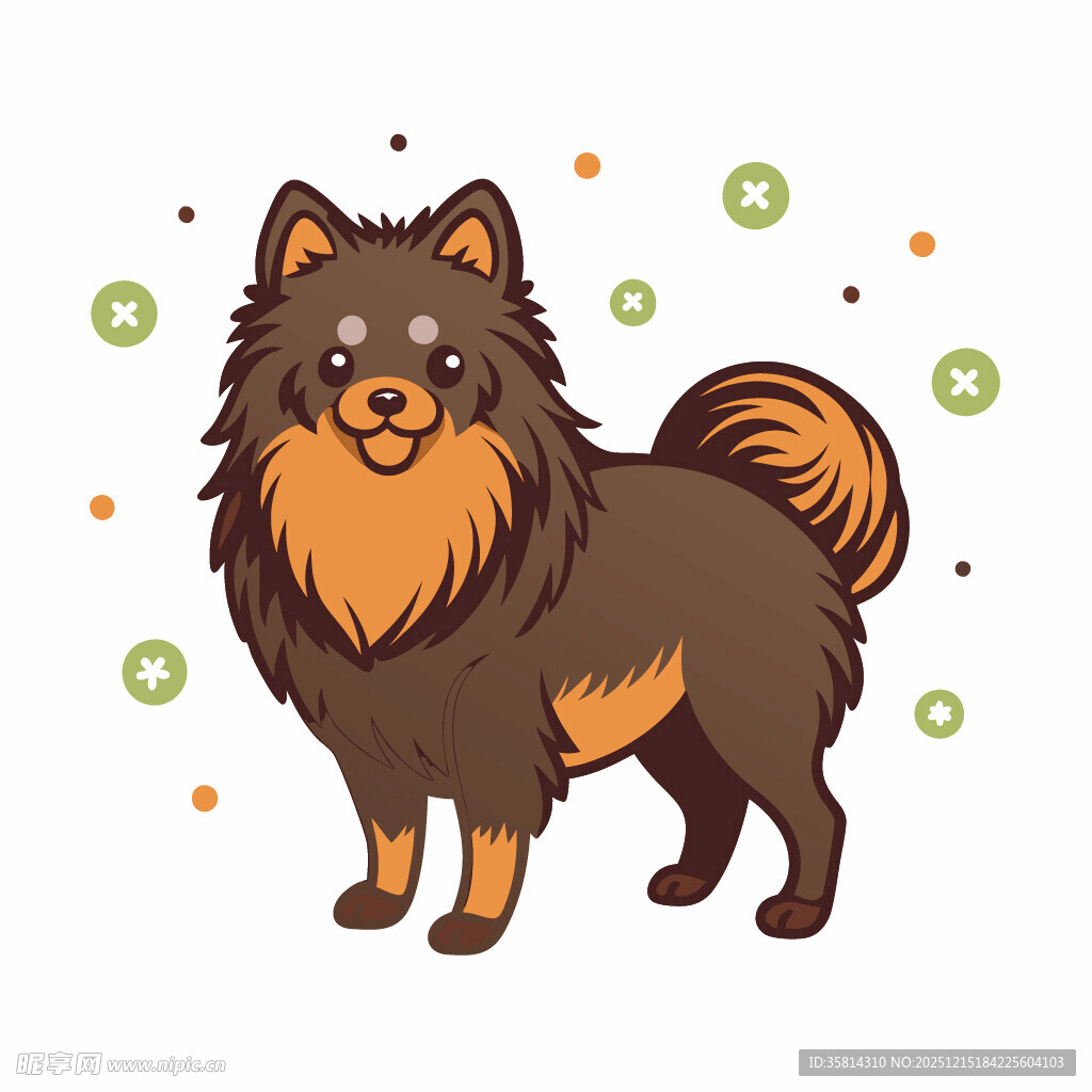 可爱长毛犬插画形象