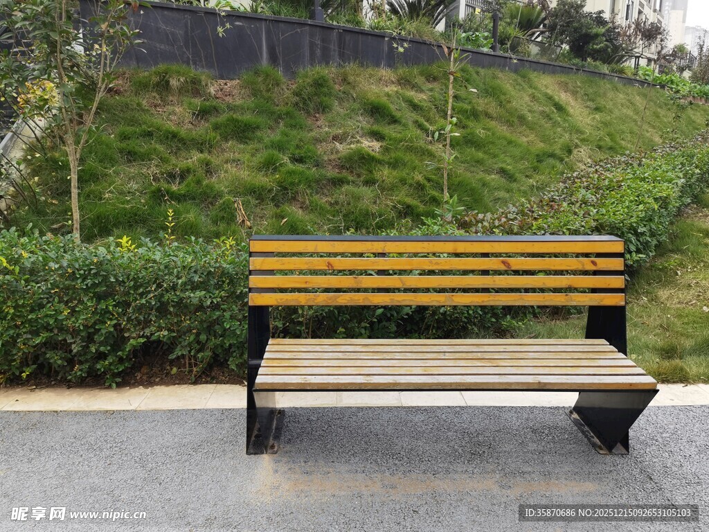 公园中的木质长椅