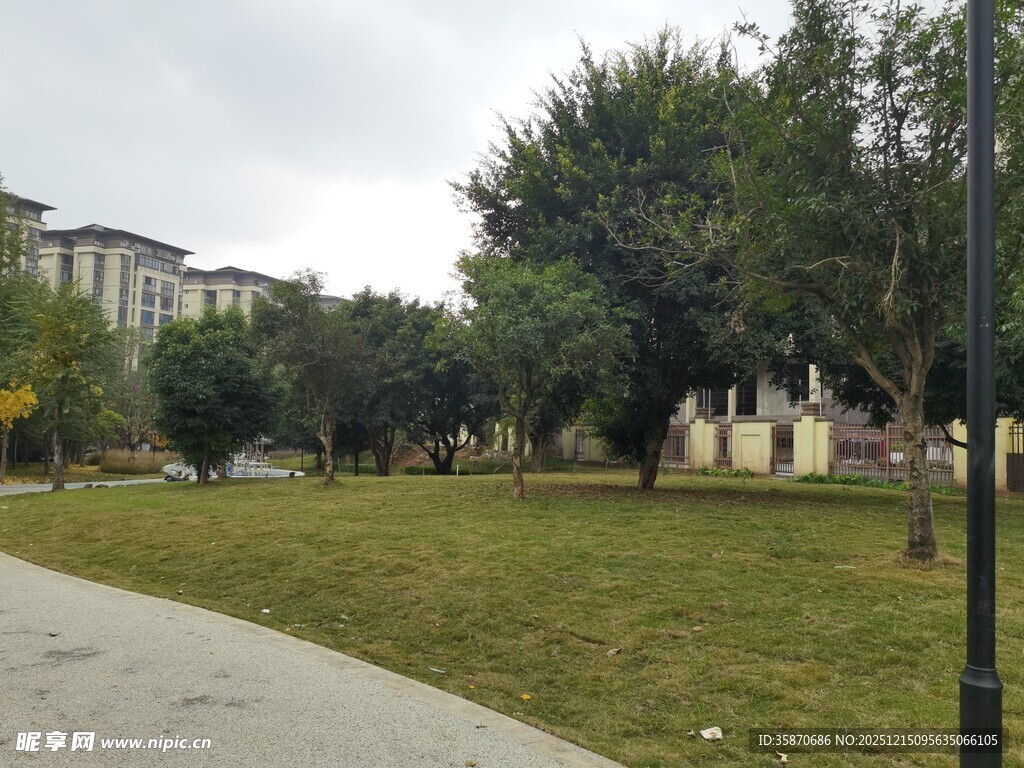 城市公园中的宁静步道