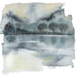 水彩绘就的静谧湖景