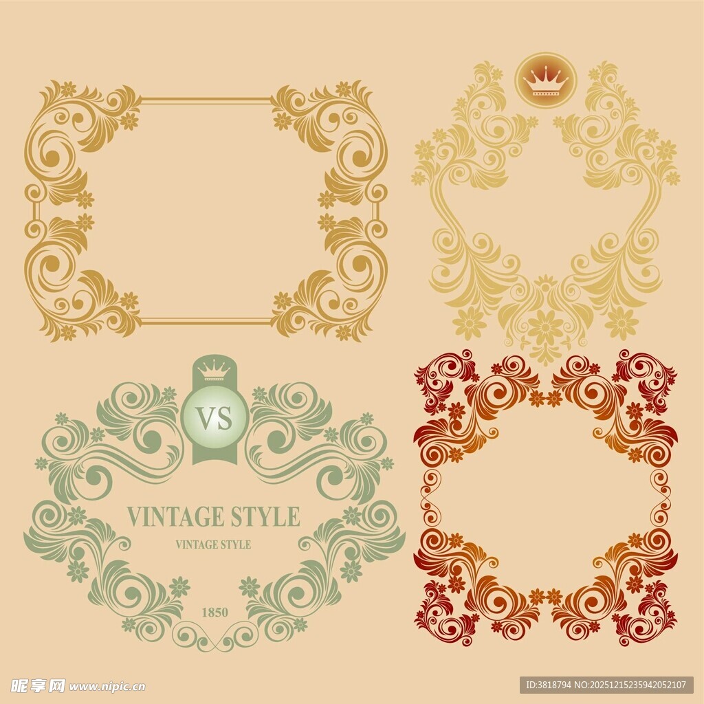 复古华丽装饰性边框图案