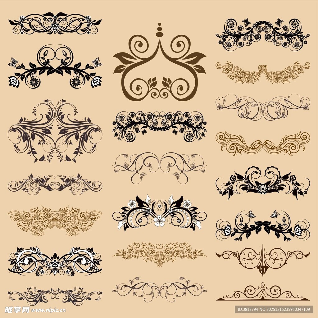 复古华丽装饰花纹图案集