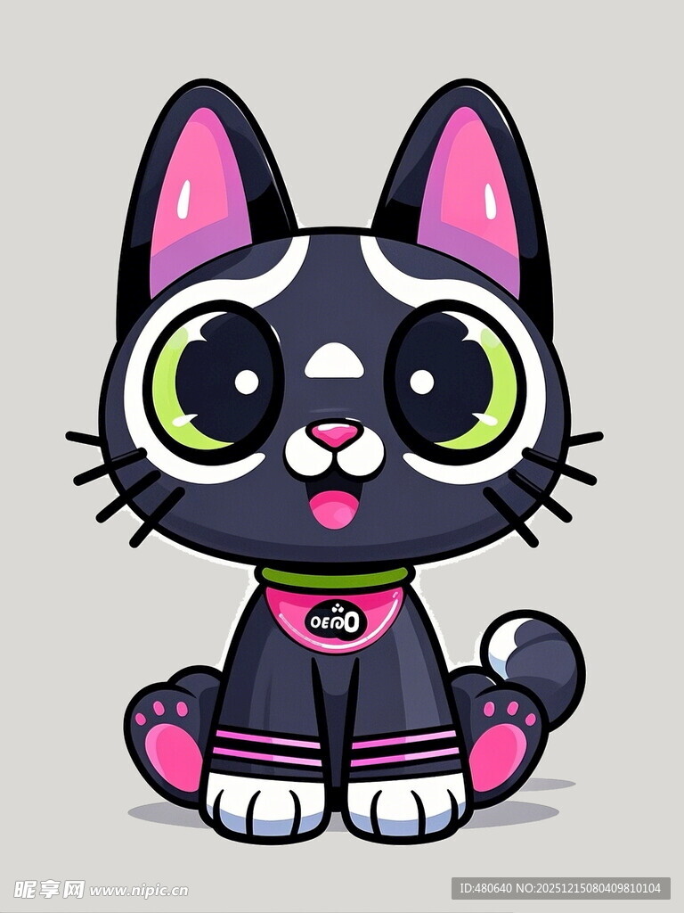 可爱黑猫卡通形象