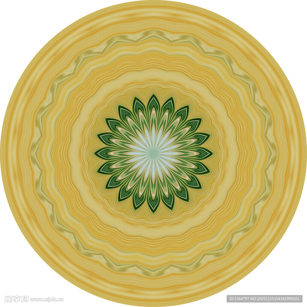 圆形黄绿花纹装饰图案