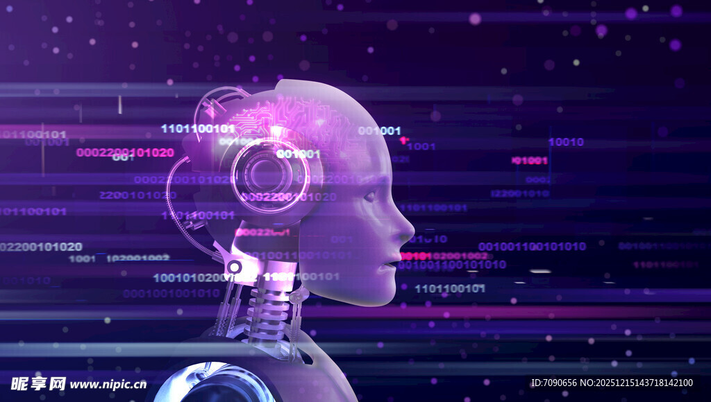 科技感人工智能头像特写