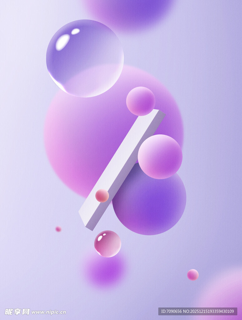 梦幻紫色调悬浮物品场景