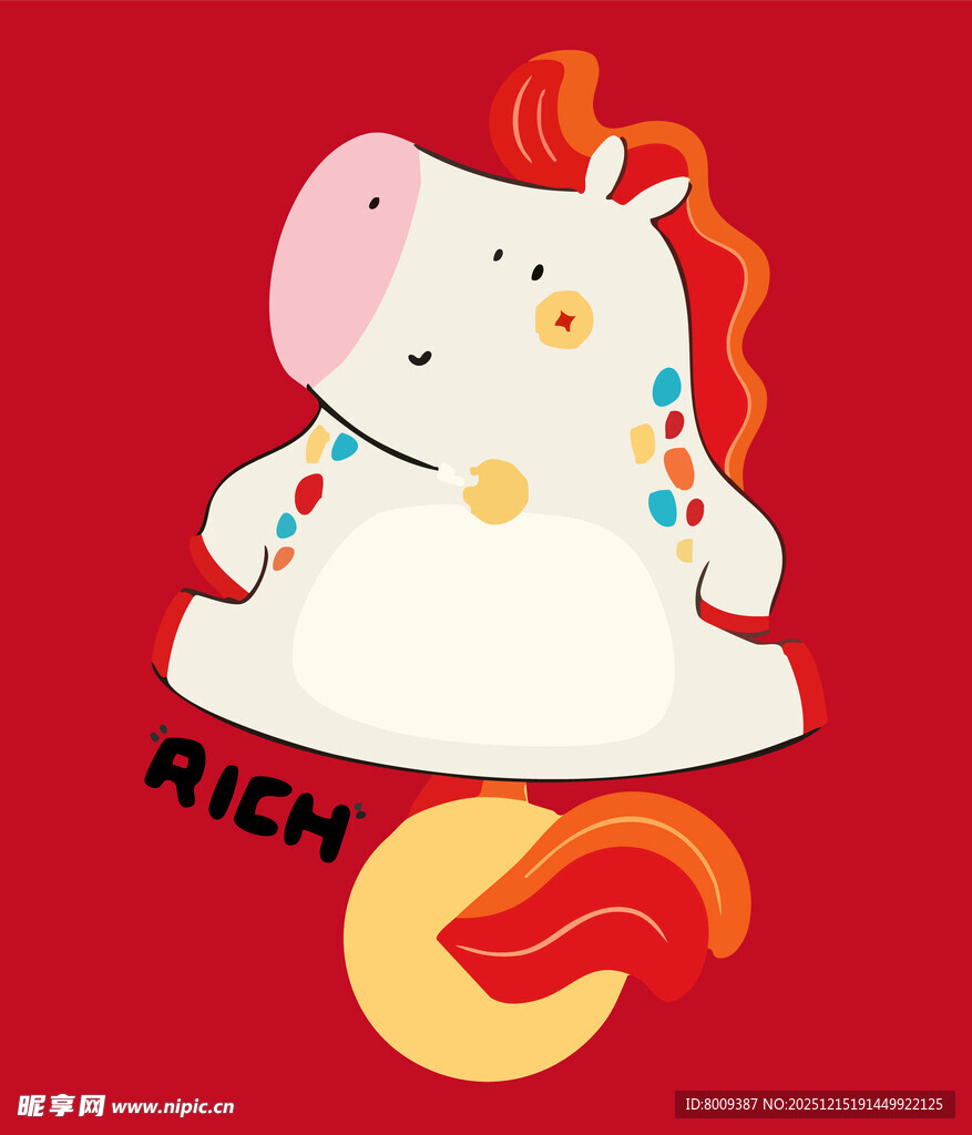 可爱招财卡通马形象