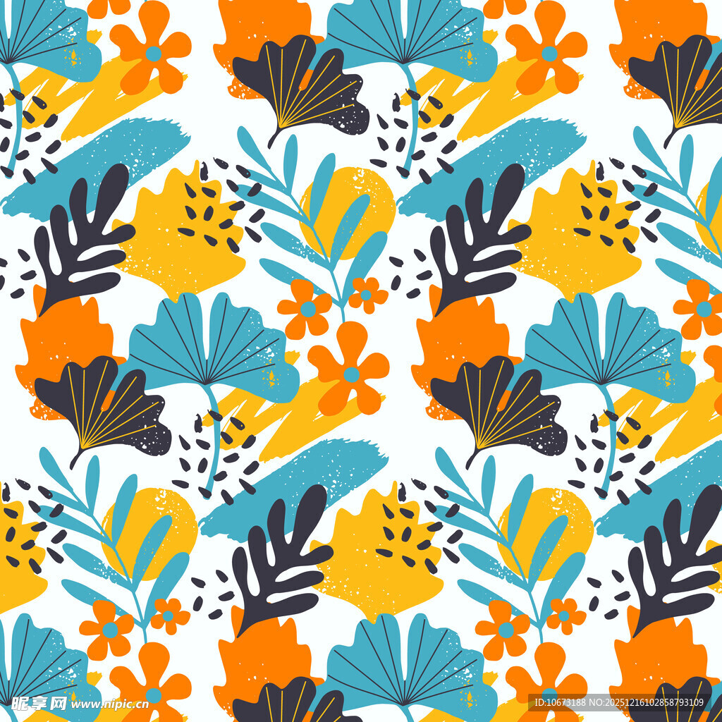 多彩植物花卉无缝图案