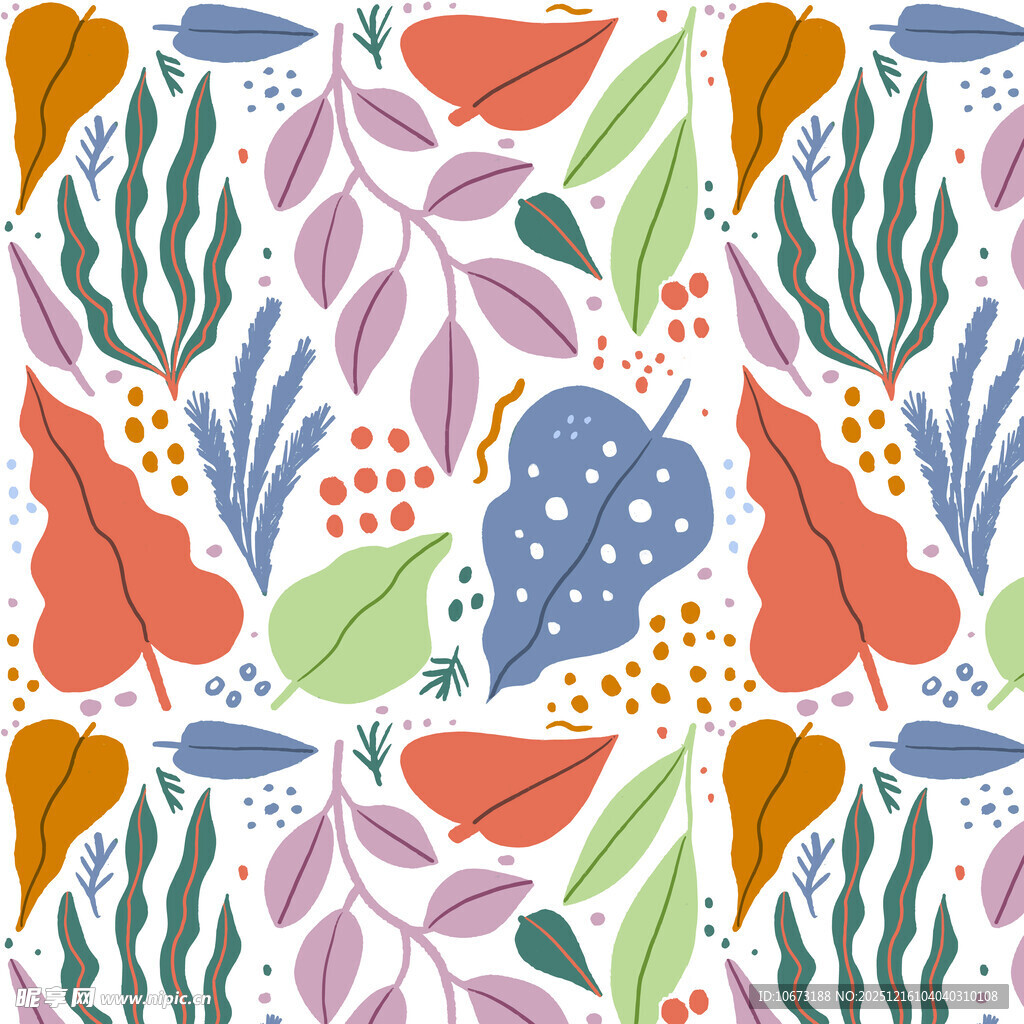 多彩植物图案背景纹理