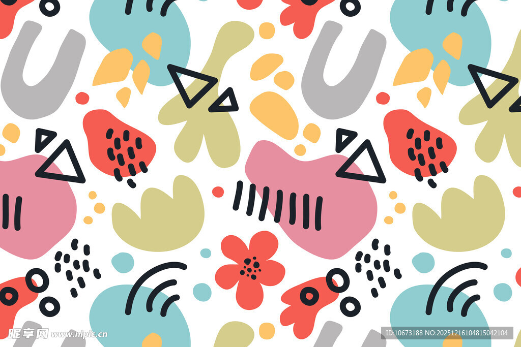 多彩几何花卉抽象图案