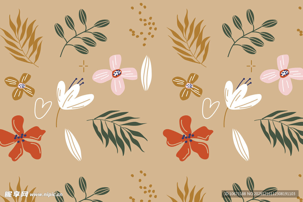 手绘花卉植物图案背景