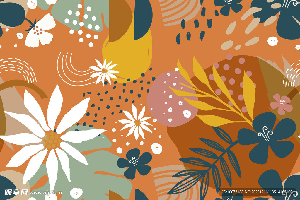 多彩花卉植物图案背景