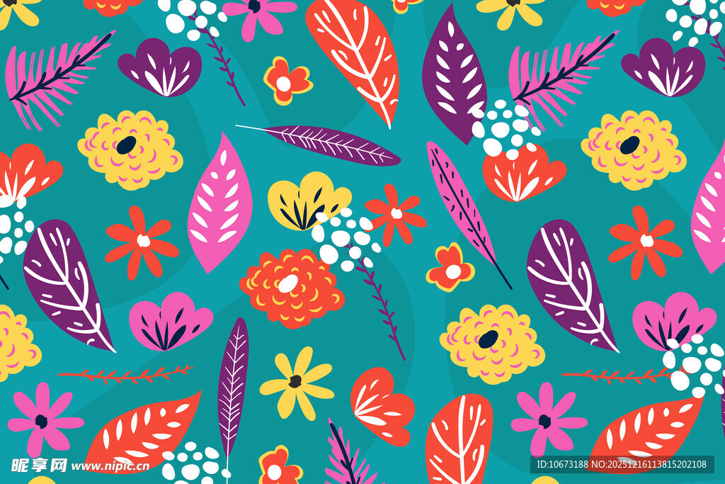 多彩花卉植物图案背景