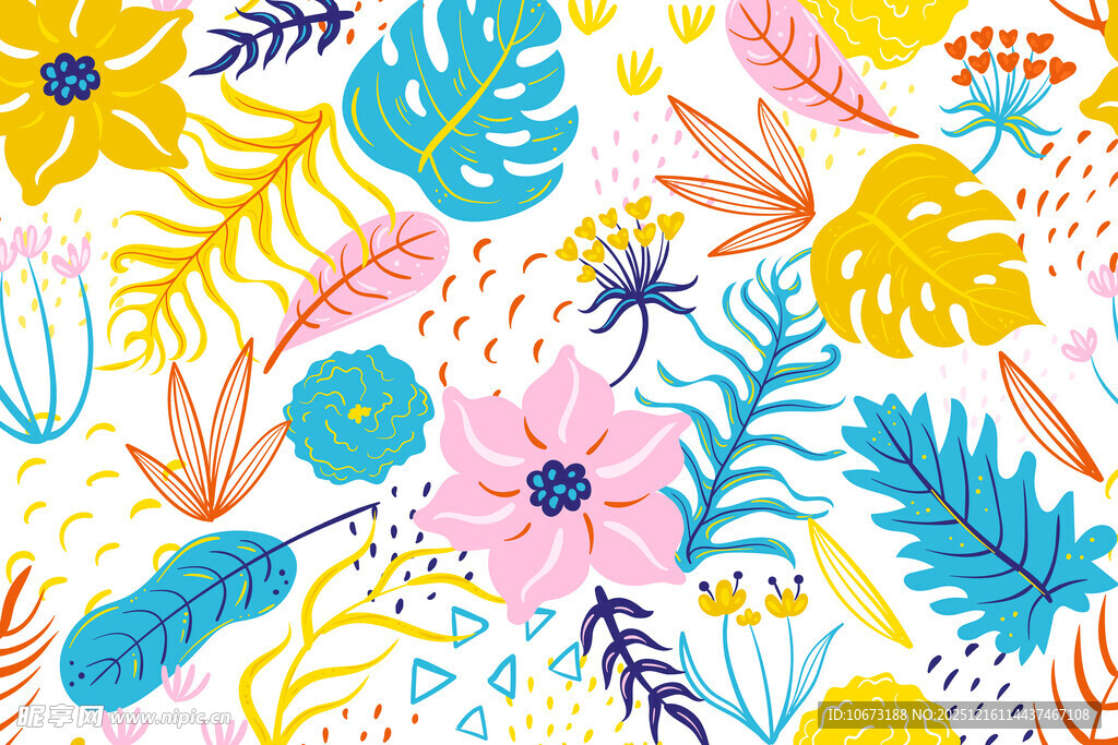 热带花卉植物图案背景
