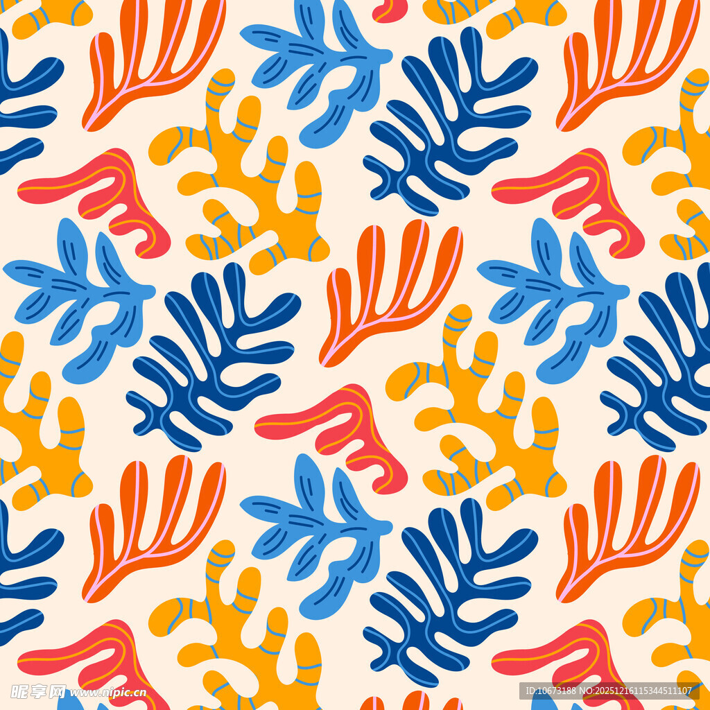 多彩植物图案背景纹理