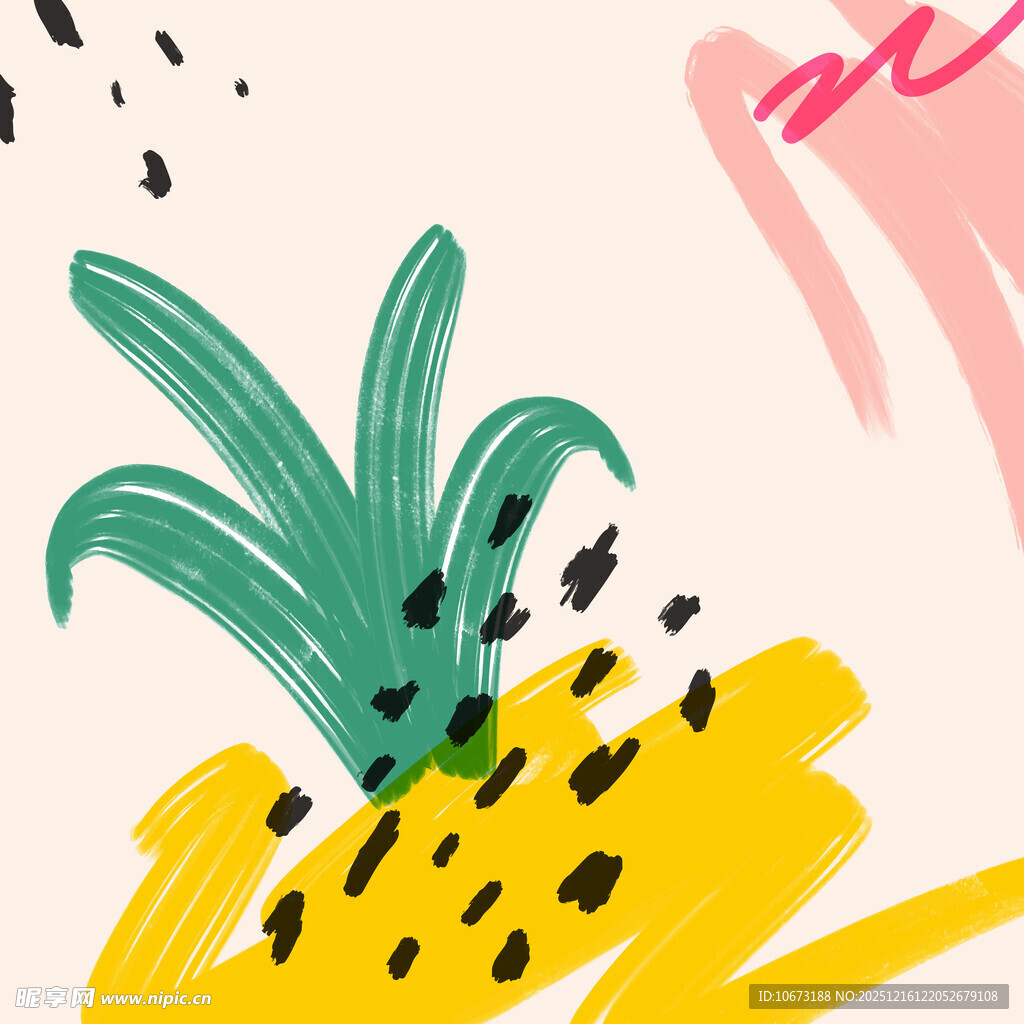 手绘风格菠萝插画