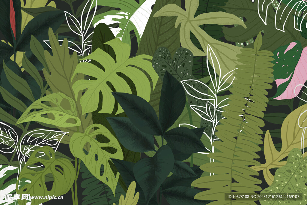 热带植物图案背景