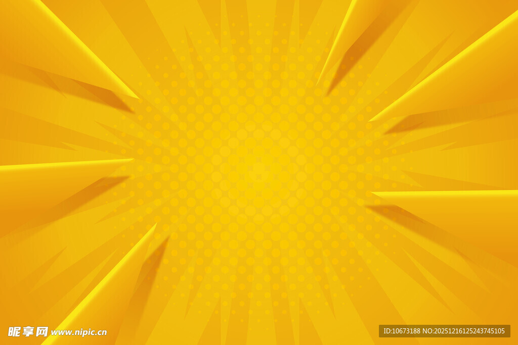 闪耀的黄色放射状光芒背景