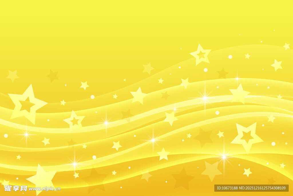 梦幻黄色星星波浪背景