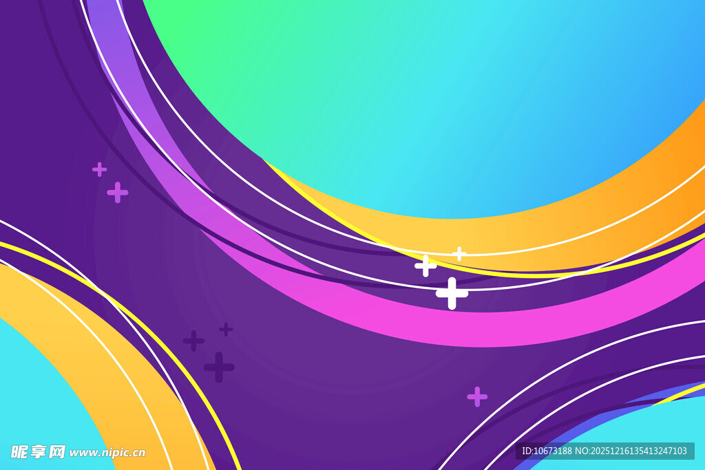 多彩曲线梦幻背景图案