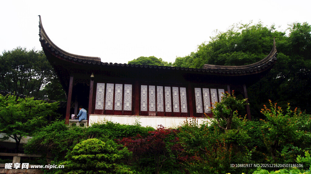 中式古建隐于葱郁绿植间