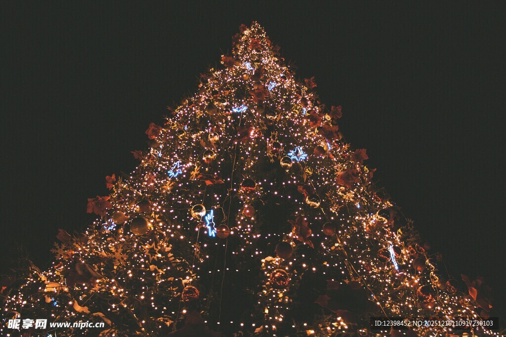 璀璨圣诞树点亮节日氛围