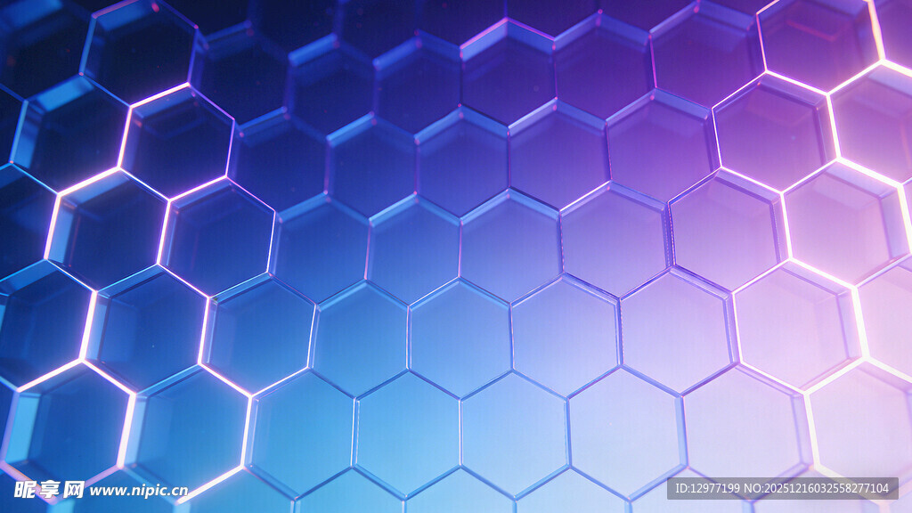 梦幻六边形科技背景图