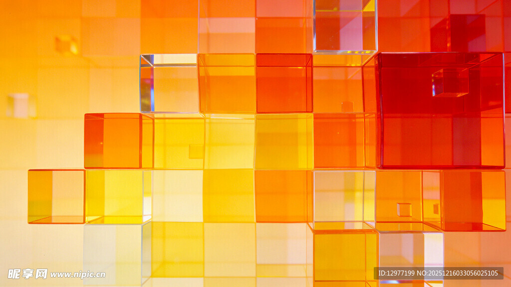 橙黄色调几何拼接抽象图