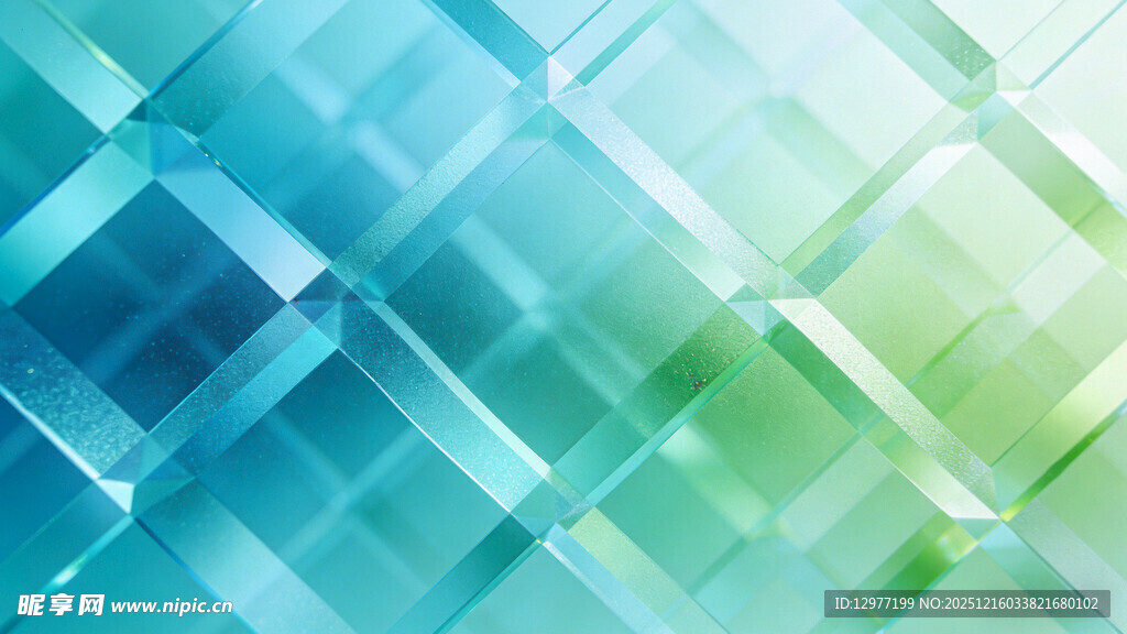 蓝绿渐变几何抽象背景图
