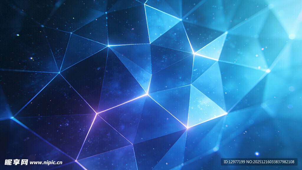 蓝色几何多边形科技背景图