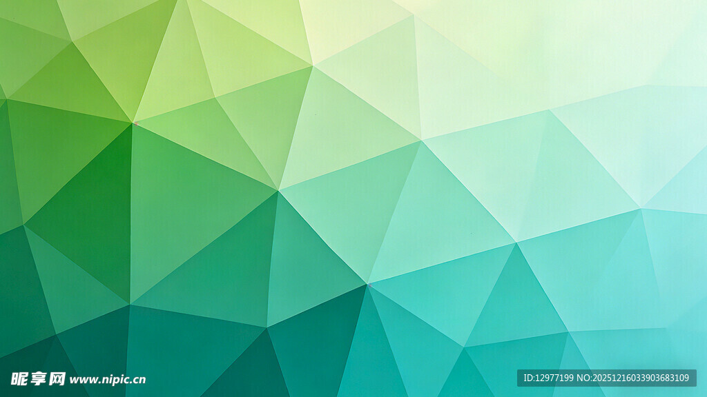 渐变绿多边形几何背景图
