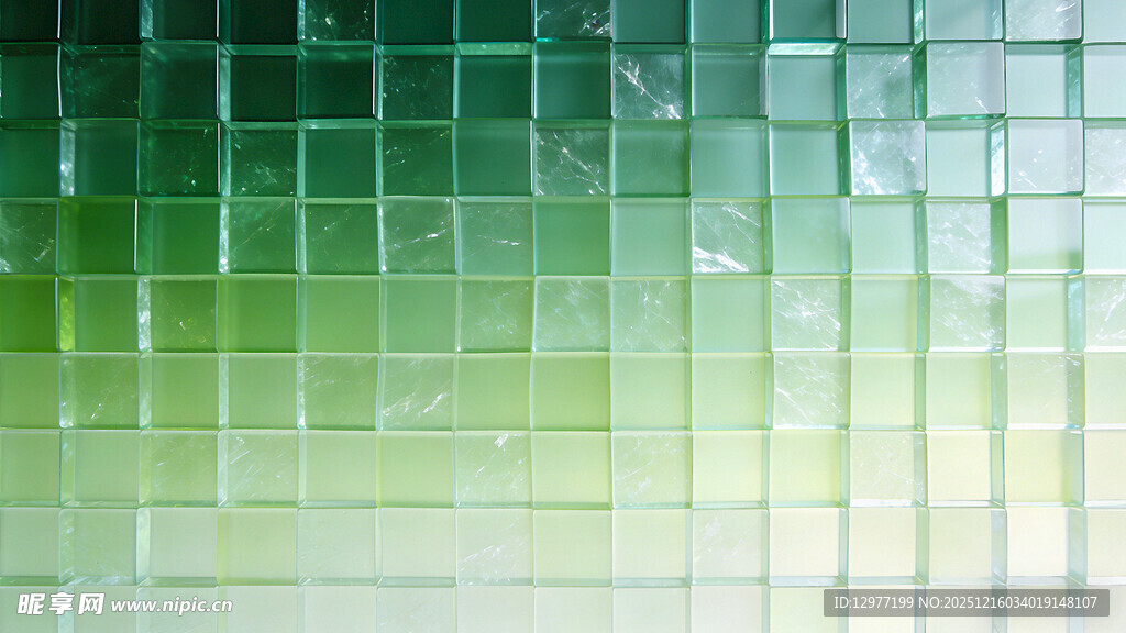 绿色渐变玻璃马赛克背景