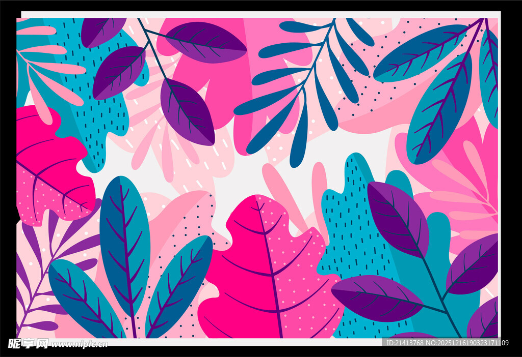 多彩植物叶片图案背景