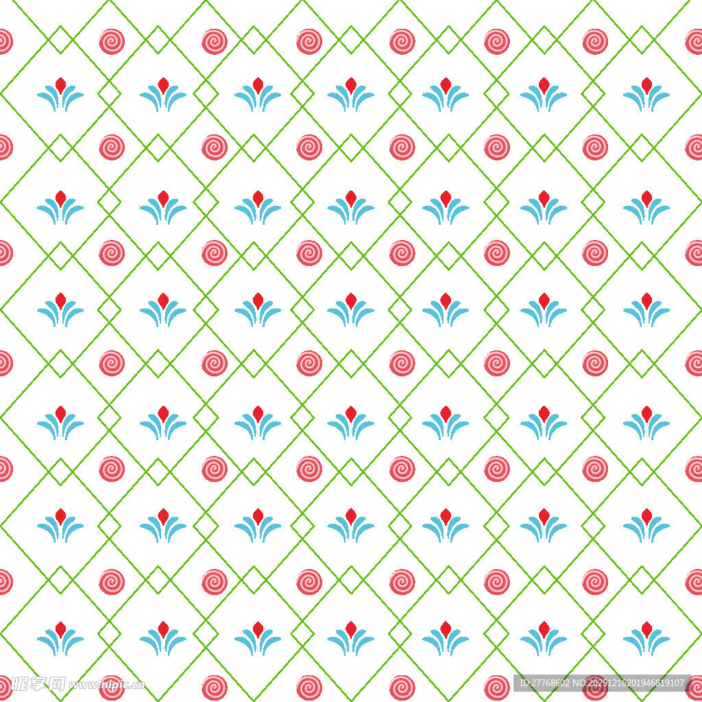 清新花卉几何图案背景