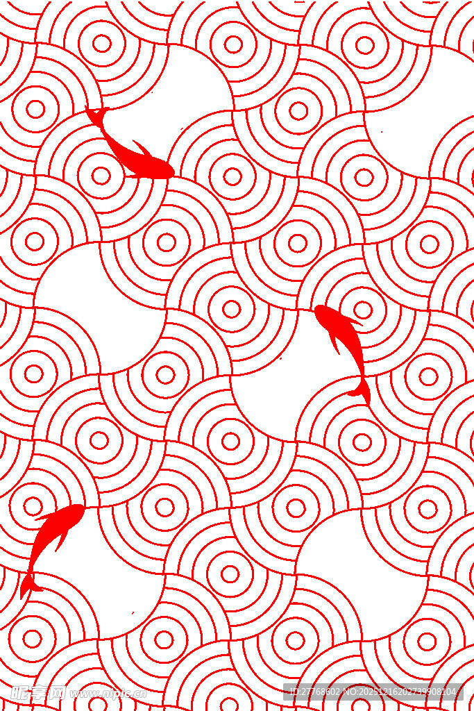 鲤鱼海浪纹饰图案