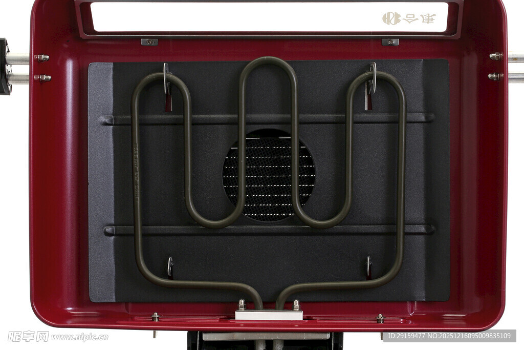 红色烤箱内部加热管展示