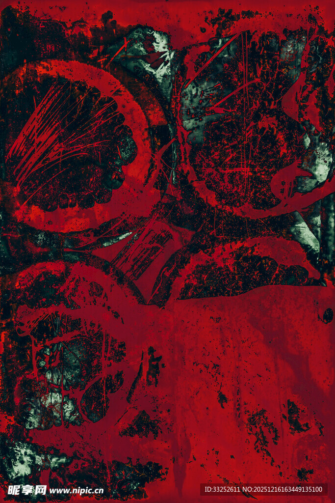 抽象红色纹理艺术画面