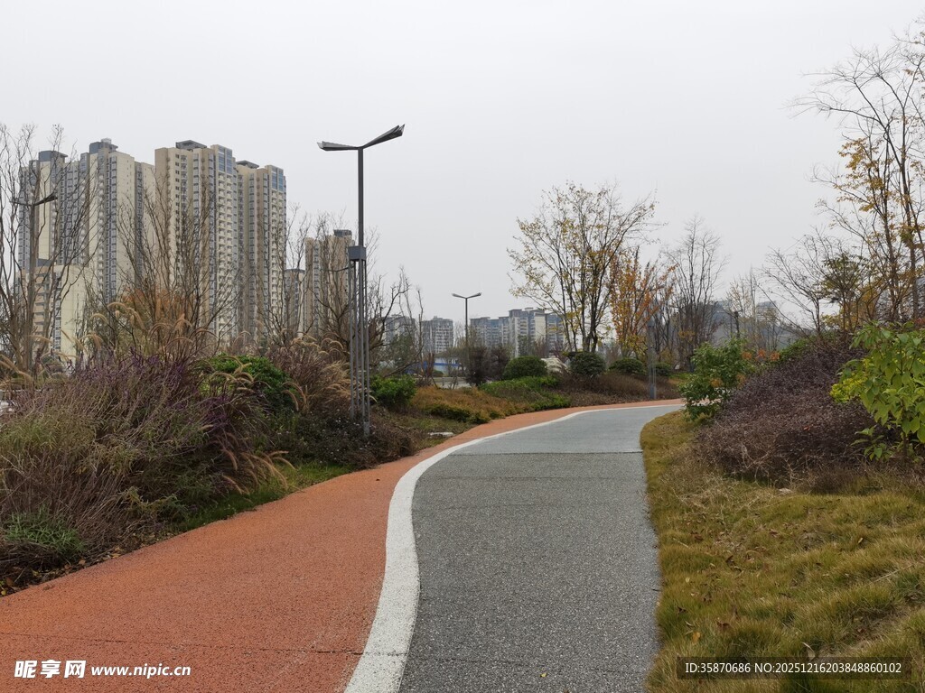 城市中的宁静彩色步道