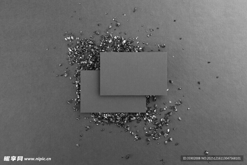 两块芯片及散落碎屑